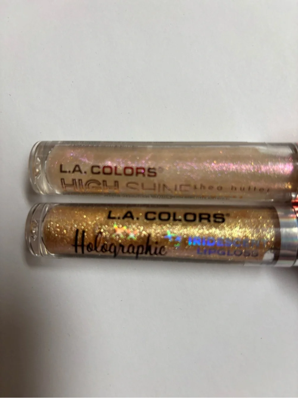 L.A. COLORS Holographic & High Shine Lip Gloss Duo - Gold Iridescent